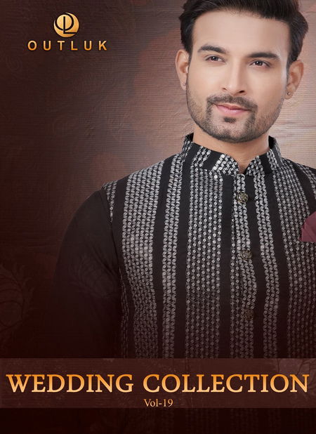 Outluk Wedding Collection Vol 19 Pure Silk Mens Modi Jacket Kurta Pajama Wholesale Online Catalog